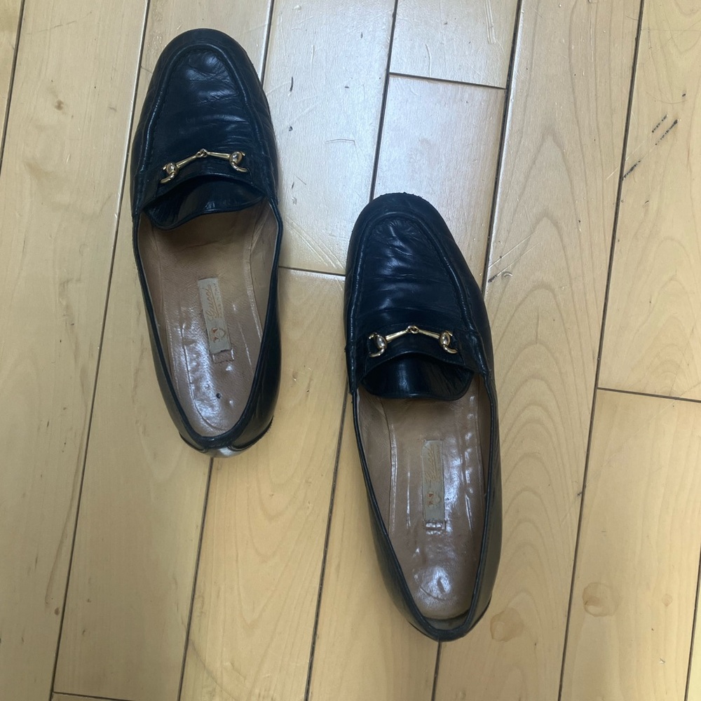 Vintage Gucci Horsebit Loafers Wooden Heel 38